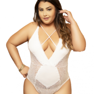 Body plus syse decote V detalhe rolote sem bojo