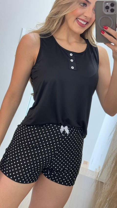 Short doll blusa alça com botões em liganete Premium - Imagem 5