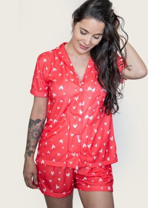 Pijama Americano Curto Jersey Rayssa– Coração
