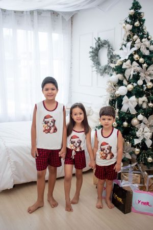 Pijama Infantil menina alça curto suede premium