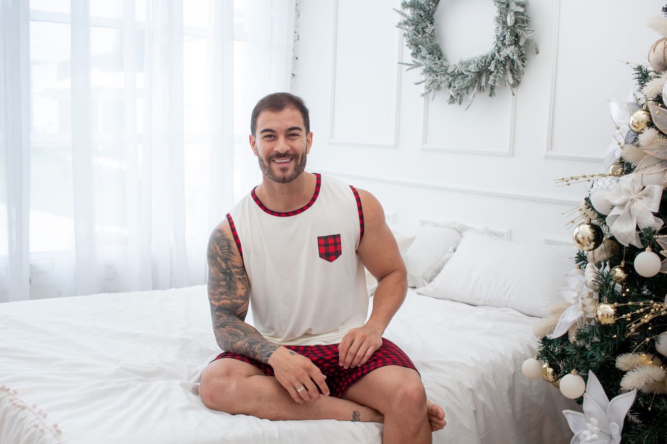 Pijama manga cavada masculino curto suede premium - Imagem 2