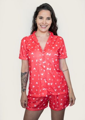 Pijama Americano Curto Jersey Rayssa– Coração