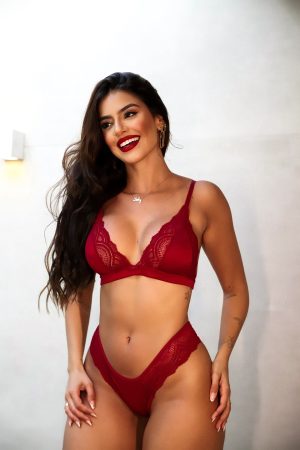 Conjunto sem bojo Calcinha fio duplo em microfibra