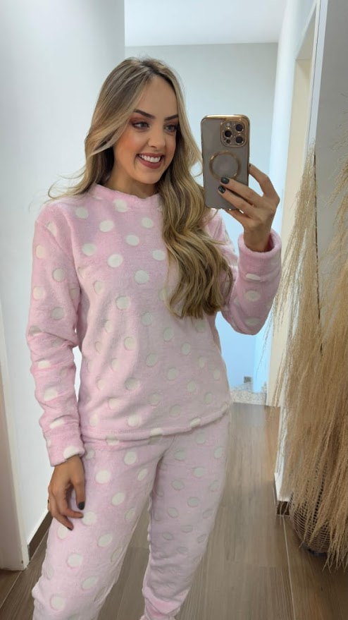 Pijama Feminino longo de Fleece - Imagem 3